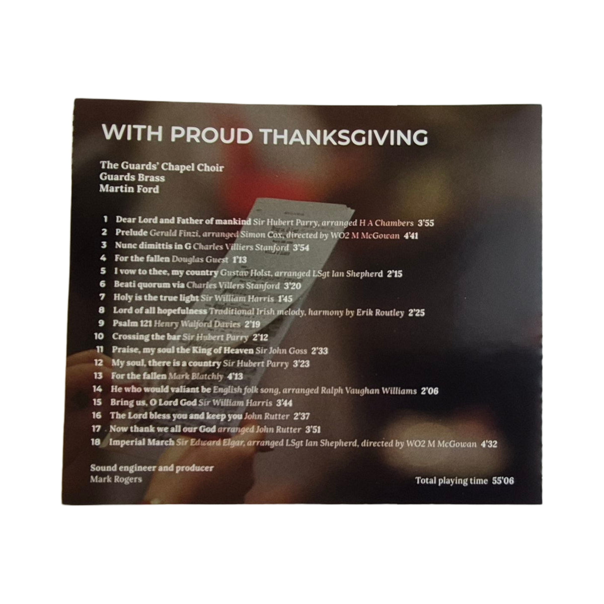 With Proud Thanksgiving - The Guards Chapel Choir CD