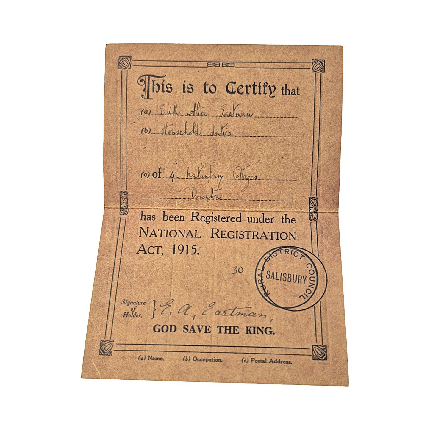 Replica National Registration Card