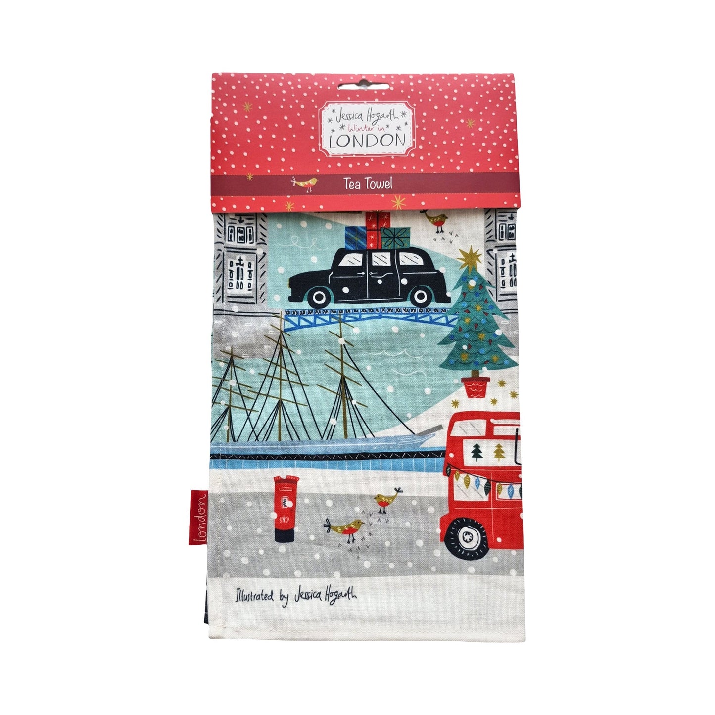 Winter in London Christmas Tea Towel