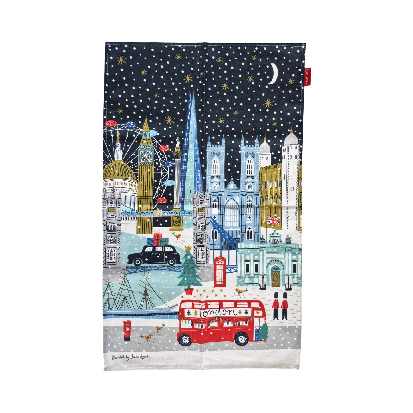 Winter in London Christmas Tea Towel